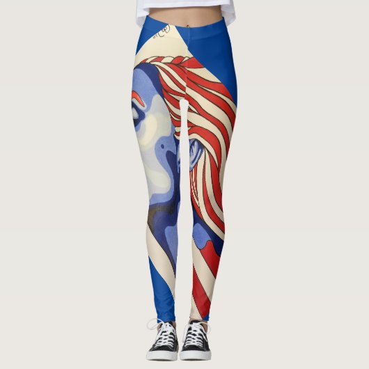 leggings "Red, White en Bold American Woman" (Voorkant)