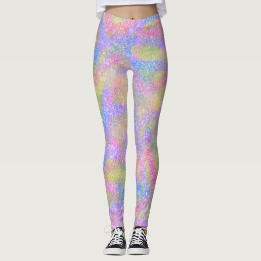 Leggings - Regenboog met sparkly Pastel (Voorkant)