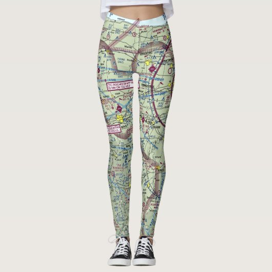Leggings Rochester NY Aviation Map Verkoopprijs (Voorkant)