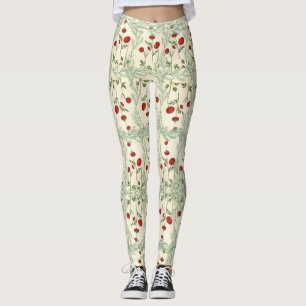 Leggings rode bloem en pijnboombladeren japanse st