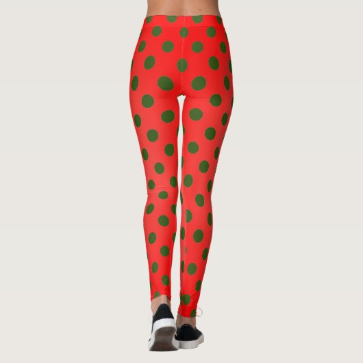 LEGGINGS RODE EN GROENE POLKA DOTS (Achterkant)