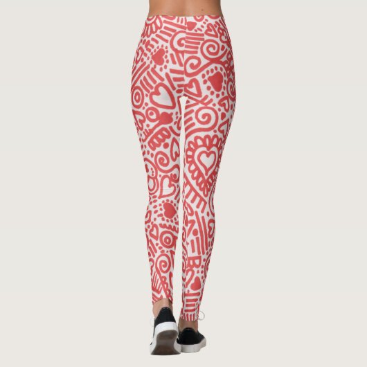 Leggings rode en witte doodle Pattern (Achterkant)