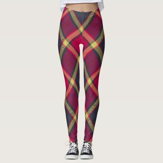 Leggings - Rode Schotse Gele Tartan (Voorkant)