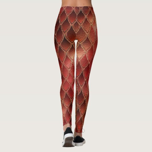 Leggings rode verloopdragon schalen (Achterkant)