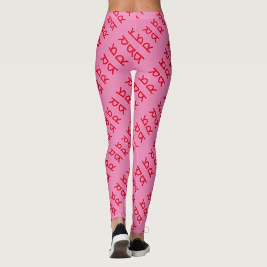 Leggings - Rood Initiaal in gesneden spiegelpatroo (Achterkant)
