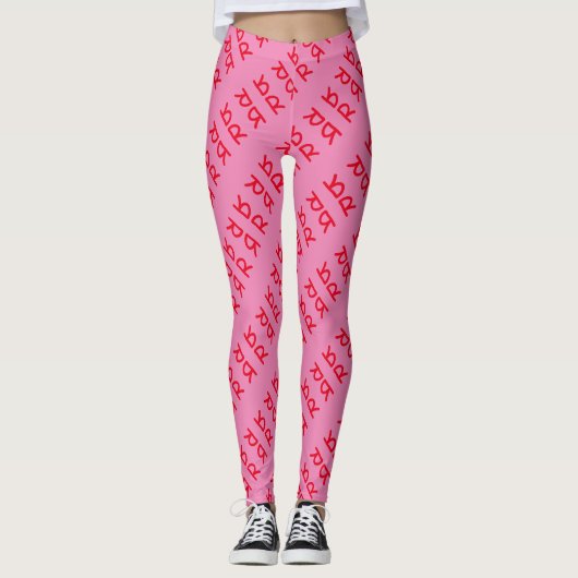 Leggings - Rood Initiaal in gesneden spiegelpatroo (Voorkant)