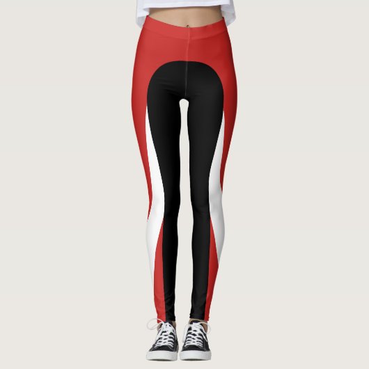 Leggings rood/wit/rood/zwart patroon (Voorkant)