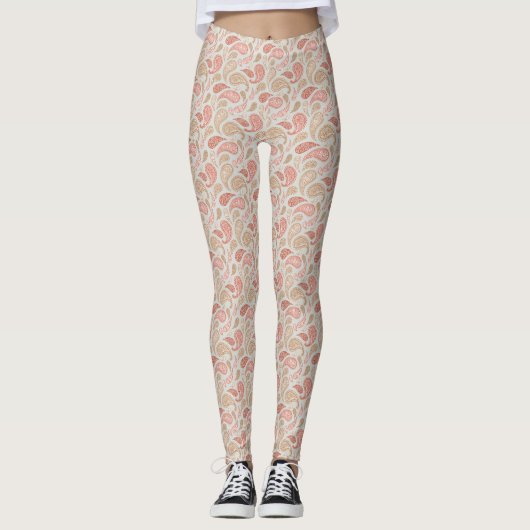 Leggings rookgordijn-bruin Paisley Pattern (Voorkant)