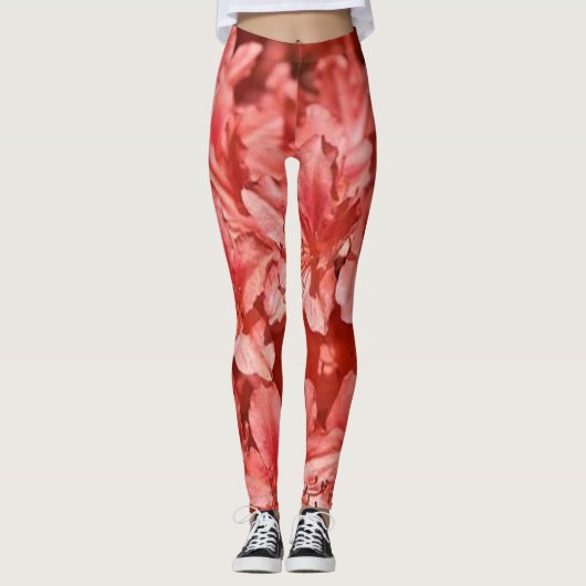 leggings Roos bloem rood modern zwart chic hipster (Voorkant)