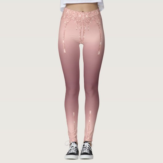 Leggings Roos Gold Blush Glitter Sparkle Drivers (Voorkant)