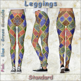 LEGGINGS - Roze-Blauw-Geel-Groen Mandala Design