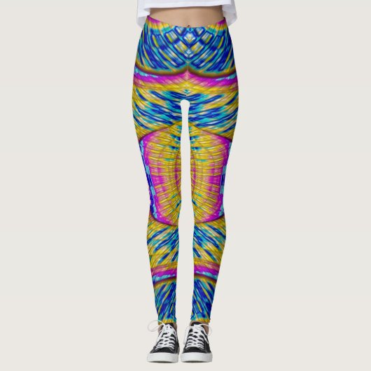 Leggings ~ roze blauw geel ~ Origineel (Voorkant)