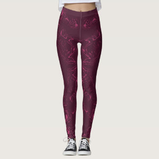 Leggings - Roze en Bourgogne gedraaid patroon