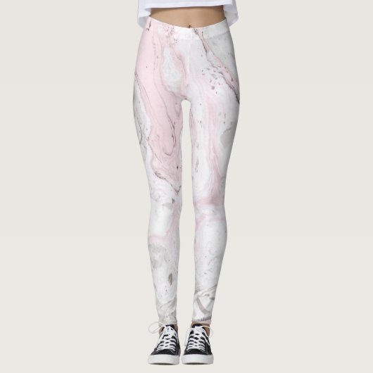 Leggings roze en grijs marmereffect (Voorkant)