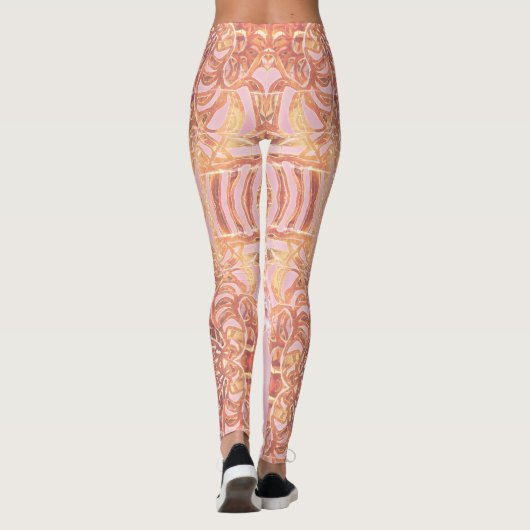 Leggings roze en Oranje afdrukken (Achterkant)