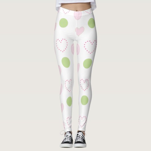 Leggings roze harten ontwerp (Voorkant)