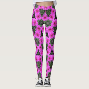 Leggings ~ Roze petunia met groen ~ Origineel