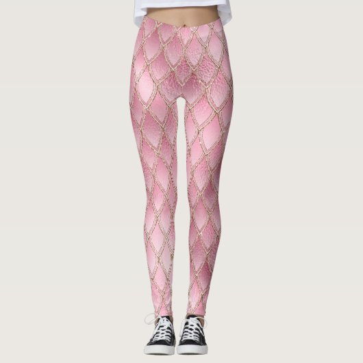 Leggings roze verloopdragon schalen (Voorkant)