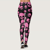Leggings roze zwarte Willekeurige Skulls Pattern (Achterkant)