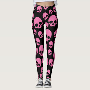Leggings roze zwarte Willekeurige Skulls Pattern