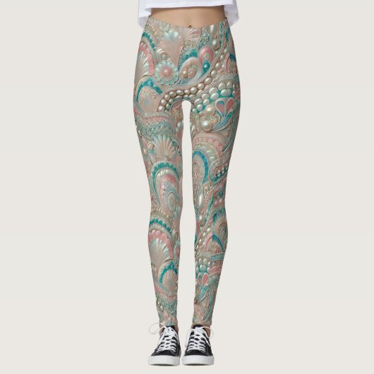 Leggings ~ schelpen en parels ~ (Voorkant)
