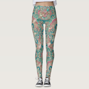 Leggings ~ Schelpen Turkoois Roze ~
