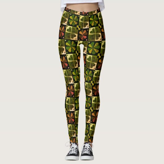 Leggings Shamrock Checkerboard Pattern (Voorkant)