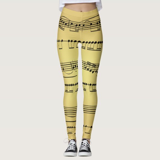 Leggings ~ Sheet Music ~ Golden Background ~  (Voorkant)