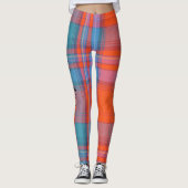 Leggings Tartan JOUW NAAM Red Blue S tot XL (Voorkant)