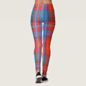 Leggings Tartan JOUW NAAM Red Blue S tot XL (Achterkant)