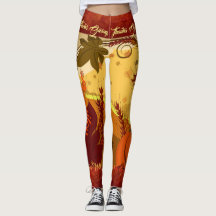 Leggings Thanksgiving Herfst verlaten JOUW NAAM