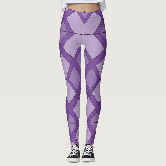 Leggings - Tiled Lattice Pattern in Three Shades (Voorkant)