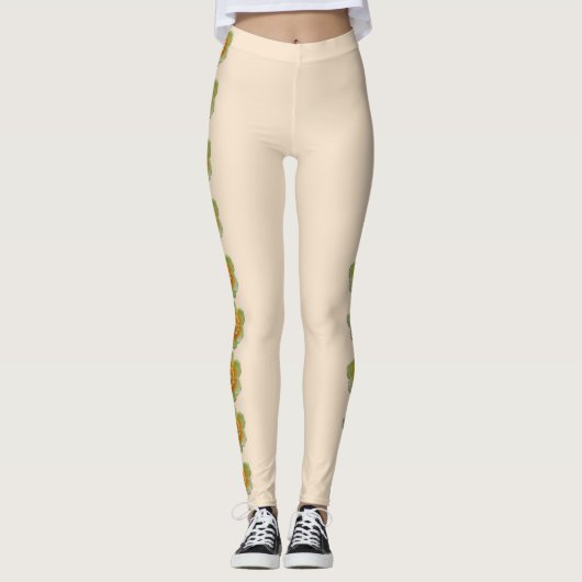 Leggings - Tulp Poplar Tulp op Cream (Voorkant)