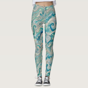 Leggings ~ Turkoois schelpen ~