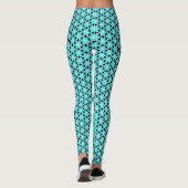 Leggings Turquoise Blue en Black Floral Pattern (Achterkant)