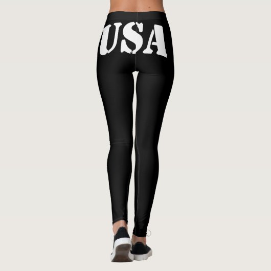 LEGGINGS van Amerikaanse vlag met vlag zwarte vlag (Achterkant)