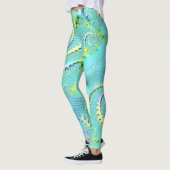 Leggings van Aqua en Yellow Swirl (Links)