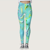 Leggings van Aqua en Yellow Swirl (Voorkant)