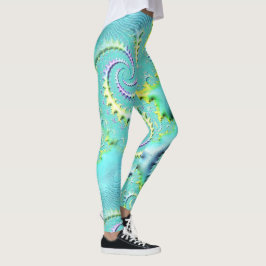 Leggings van Aqua en Yellow Swirl