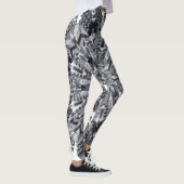Leggings van Black, White en Grey Snowflake Mandal (Rechts)