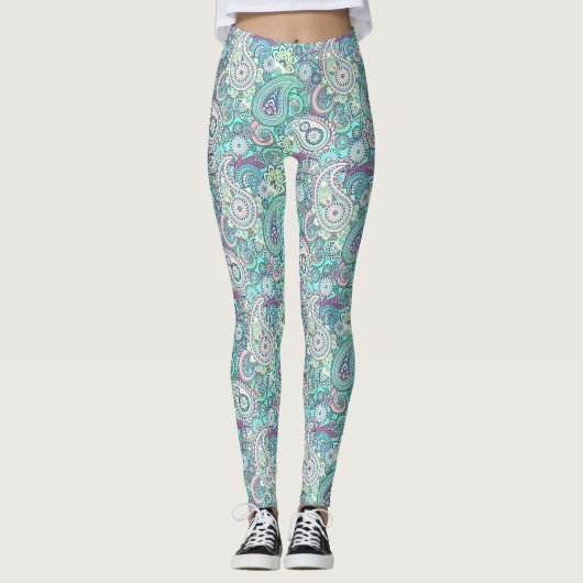 Leggings van blauwe paisley (Voorkant)