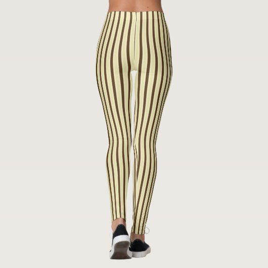 Leggings van bruine en crème Pinstripes (Achterkant)