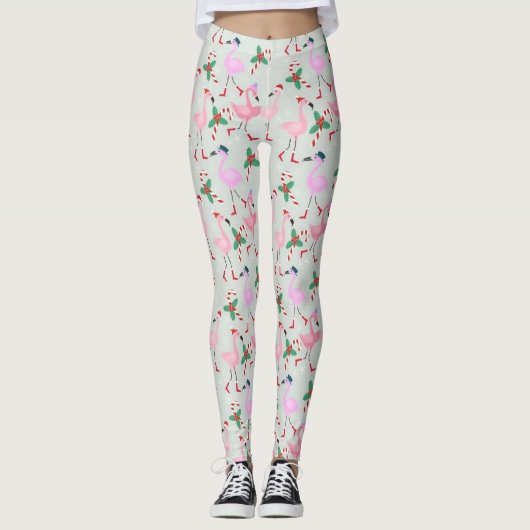 Leggings van Candy Cane Flamingos (Voorkant)