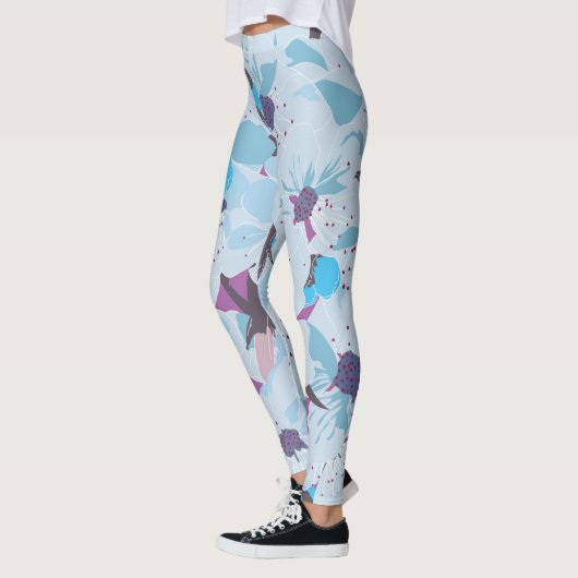 leggings van de blauwe bloementkersen (Links)