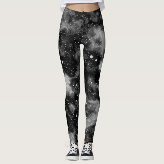 Leggings van de Cosmic Space Yoga, zwart en grijs (Voorkant)