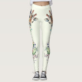 Leggings van de Giraffe van de bloemen van de lent (Voorkant)