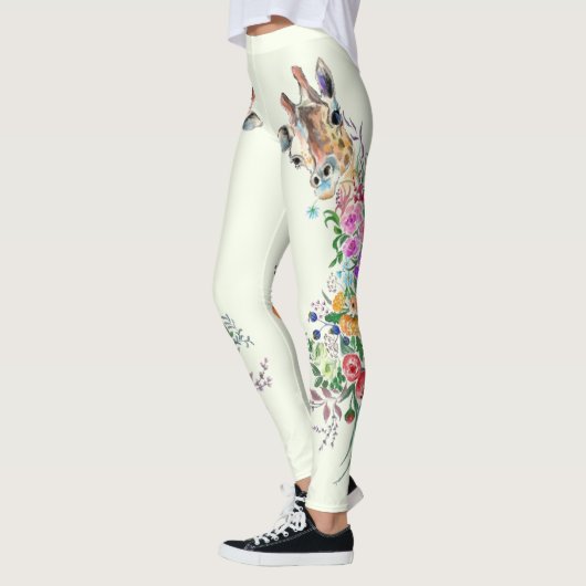 Leggings van de Giraffe van de bloemen van de lent (Links)