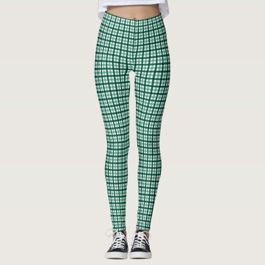Leggings van de Groene Gingham Vrouwen (Voorkant)