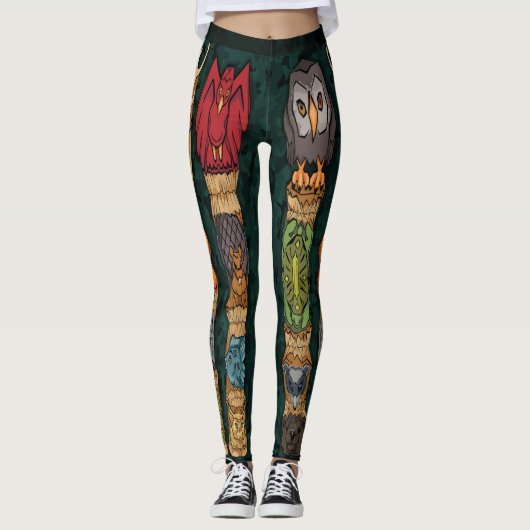 Leggings van de kalender voor dieren - groene acht (Voorkant)