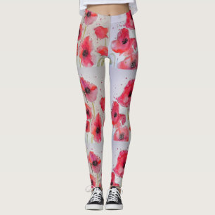 Leggings van de rode papaverbloedige Waterverf